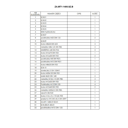Części zamienne - Zamiatarka MT1